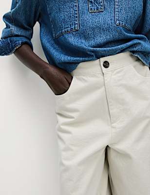 Elasticated Waist Barrel Leg Casual Trousers