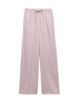 Linen Blend Wide Leg Trousers