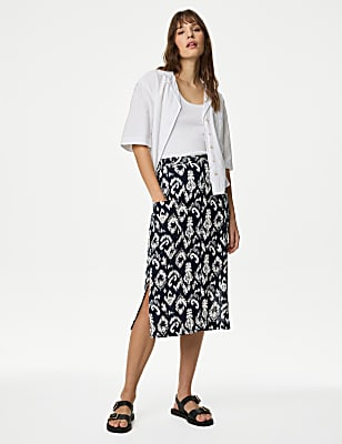 Linen Rich Midi Utility Skirt