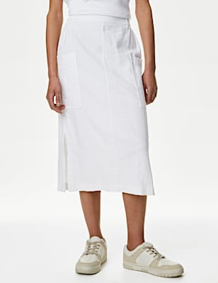 Linen Rich Midi Utility Skirt