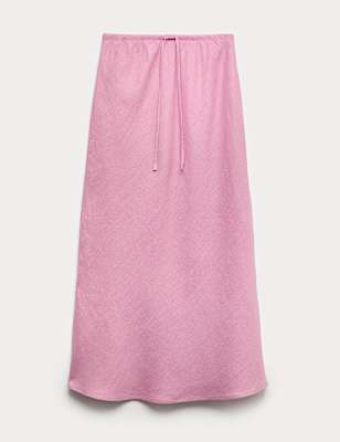 Pure Linen Bias Cut Maxi A-Line Skirt