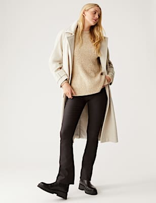 Coated High Waisted Slim Flare Jeans