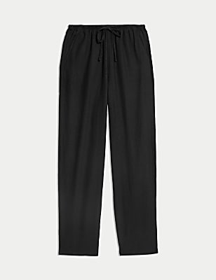 Linen-Rich Drawstring Tapered Trousers