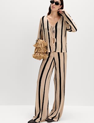 Striped Wide Leg Trousers