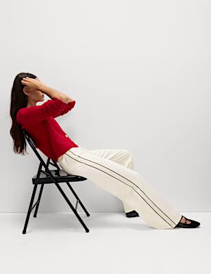 Jersey Side Stripe Wide Leg Trousers