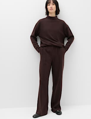 Cotton Rich Pintuck Wide Leg Trousers