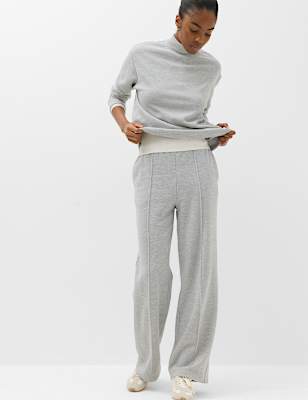 Cotton Rich Pintuck Wide Leg Trousers