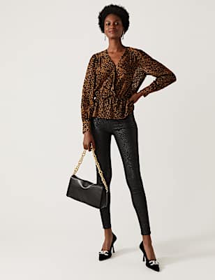 Printed Coated High Waisted Jeggings