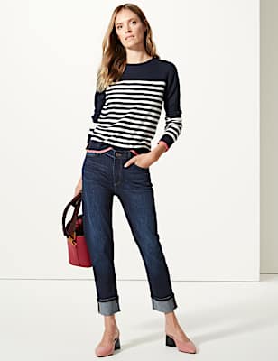 Mid Rise Relaxed Slim Leg Jeans