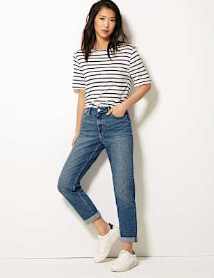 Relaxed Mid Rise Slim Jeans