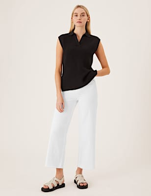 High Waisted Wide Leg Ankle Grazer Jeans