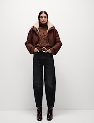 High Waisted Carrot Leg Ankle Grazer Jeans