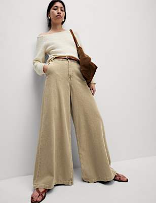 Cotton Rich Palazzo Trousers
