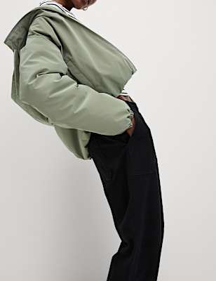 Denim Jersey Straight Leg Trousers