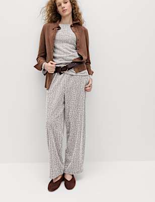 Jersey Textured Carrot Leg Ankle Grazer Trousers