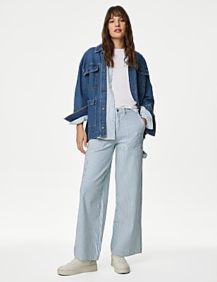 Relaxed High Waisted Carpenter Wide Leg Jeans