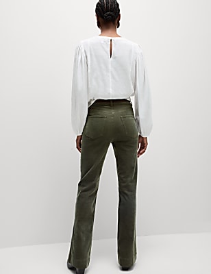 Cord Patch Pocket Tea Dyed Flared Trousers