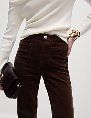 Cord Patch Pocket Tea Dyed Flared Trousers