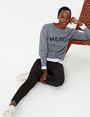 Suedette Ponte Ankle Grazer Leggings