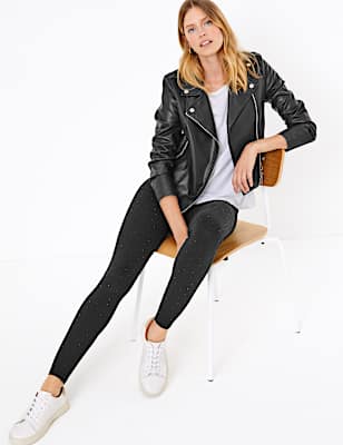 Diamanté Tapered Leg Ankle Grazer Leggings