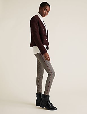 Dogtooth Side Stripe High Waisted Leggings