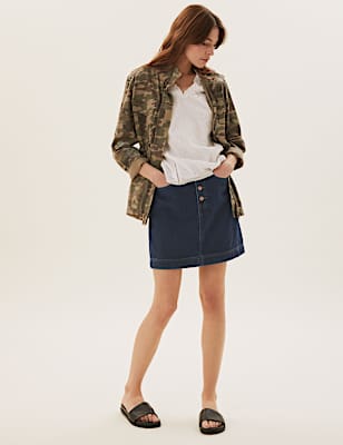 Pure Cotton Plain Regular Fit Skirt