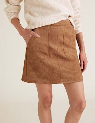 Suedette Mini A-Line Skirt