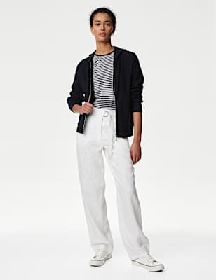 Pure Linen Straight Leg Trousers