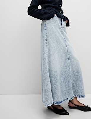 Denim Maxi A-Line Skirt