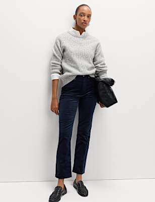 Cotton Rich Cord Straight Leg Trousers with Modal