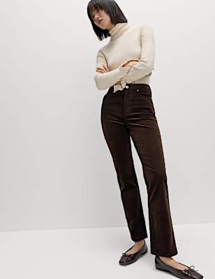 Cotton Rich Cord Straight Leg Trousers with Modal