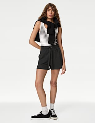 Cotton Rich Jersey High Waisted Shorts