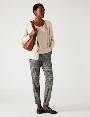 Jersey Checked Tapered Trousers