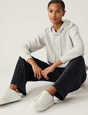 Jersey Metallic Wide Leg Trousers