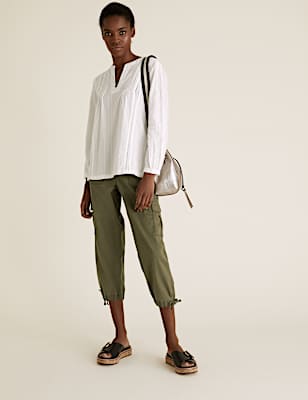 Tencel&trade; Rich Cargo Cropped Trousers