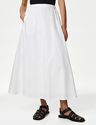 Pure Cotton Midi Skirt