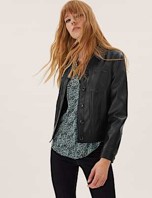 Faux Leather Trucker Jacket