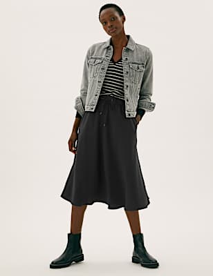 Crepe Midi Circle Skirt