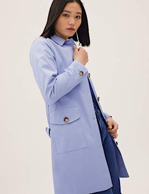 Cotton Blend Belted Trench Coat