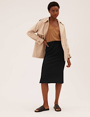 Side Split Midi Pencil Skirt