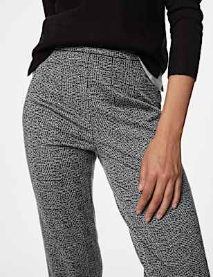 Jersey Checked Slim Fit Trousers