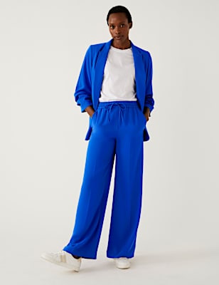Crepe Drawstring Wide Leg Trousers
