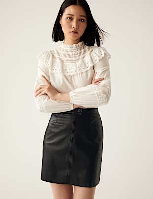 Faux Leather Embossed Mini Skirt