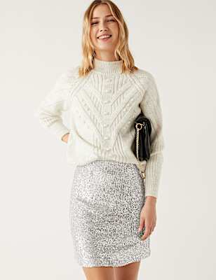 Sequin Mini A-Line Skirt