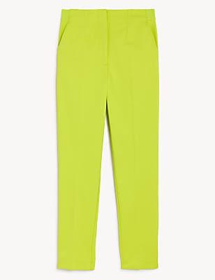 Cotton Blend Slim Fit Ankle Grazer Trousers