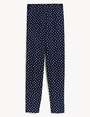 Cotton Rich Polka Dot Slim Fit Trousers