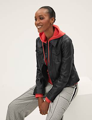 Faux Leather Trucker Jacket