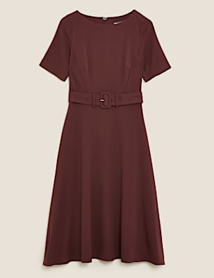 Belted Midi Skater Dress