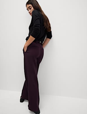 Crepe Tab Detail Wide Leg Trousers