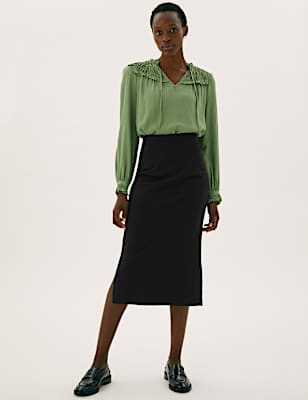 Jersey Midi Pencil Skirt